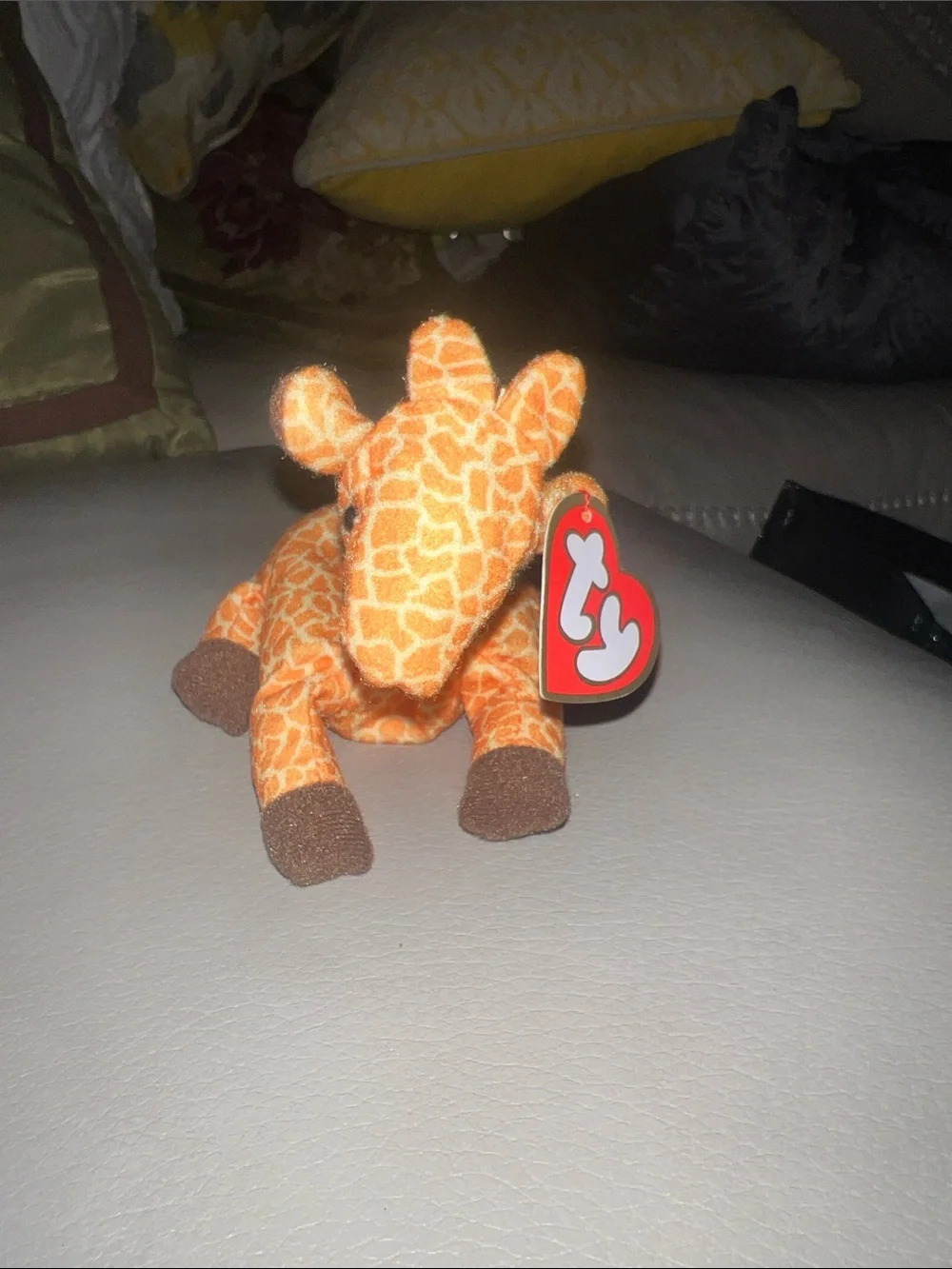Mini Ty Orange Giraffe Beanie Plush with Brown Hooves